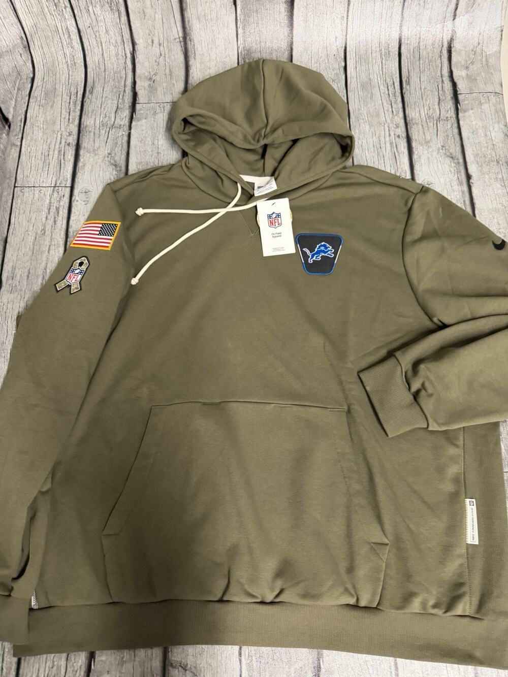 NWT Mens Nike Authentic Detroit Lions Salute To Service Hoodie 3XL Olive XXXL